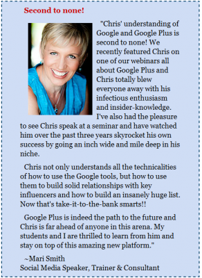 Mari Smith learns about Google Plus from Chris Lang