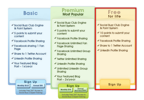 Pricing for Social Buzz Club