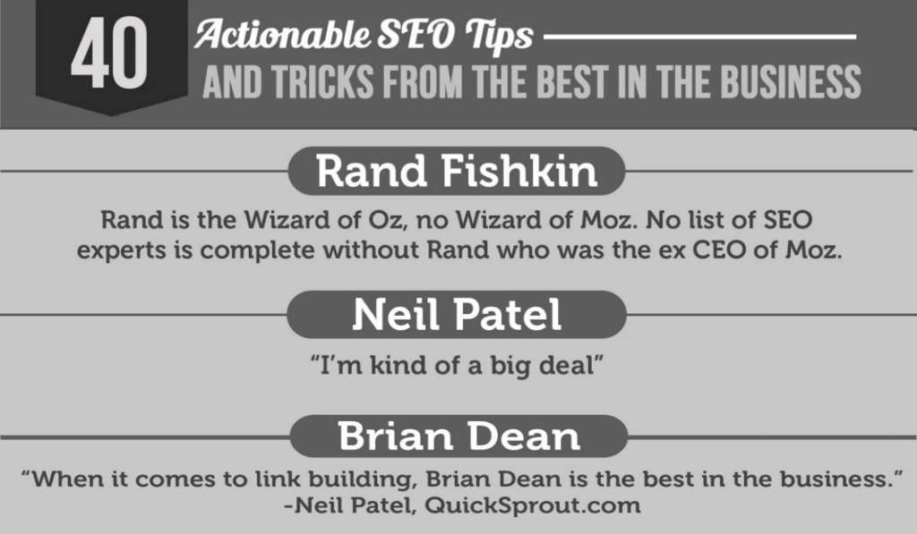 40 SEO Tips from 3 Best SEO Minds - Infographic