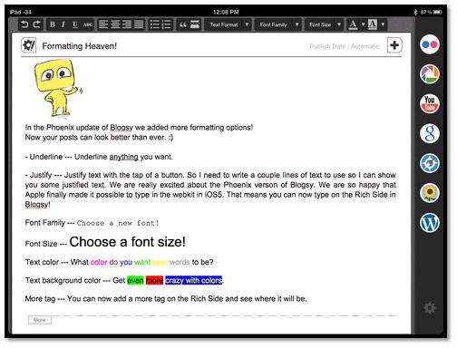 Blogsy app for ipad
