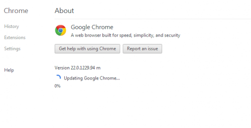 Updating Google Chrome