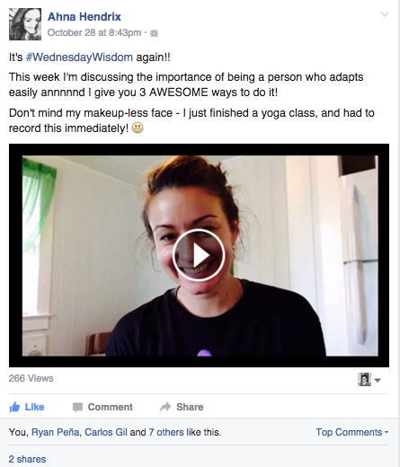 Ahna Hendrix has Wisdom Wednesday on Facebook