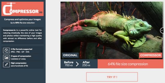 Use Compressor.io to optimize images 