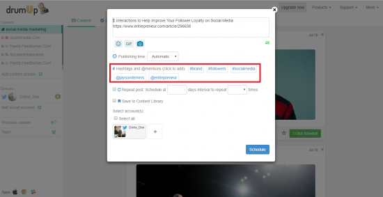 Drum up Hashtag Tool
